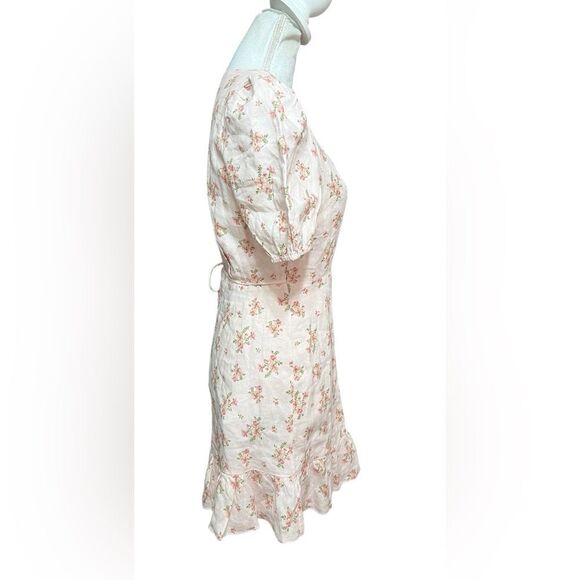 & other stories | Puff Sleeve Linen floral Wrap Dress size 6 NWT - Picture 3 of 6